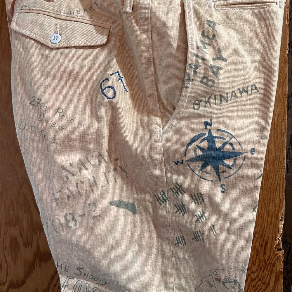 Polo by Ralph Lauren Beige Graphic Print Pants